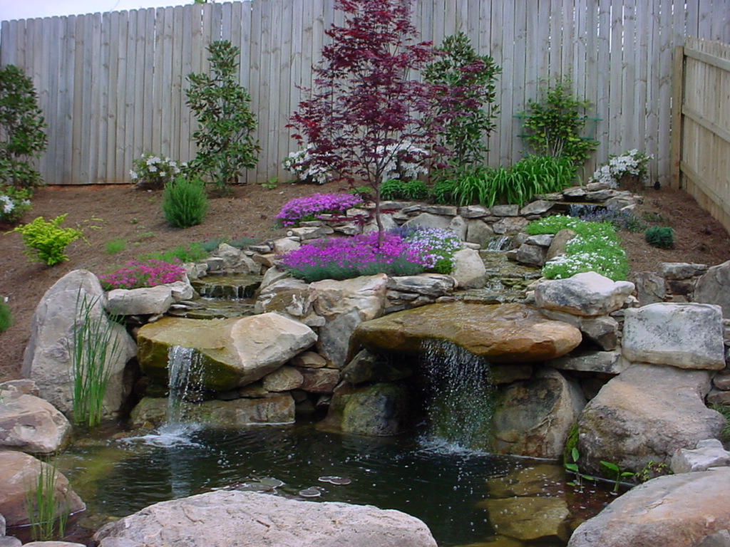 Model home Pond with our landscape 